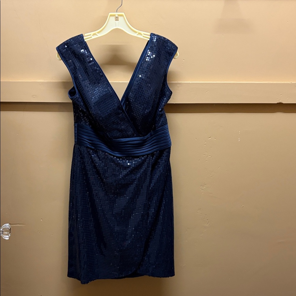 Alfred Angelo Navy Backless Sequin Dress